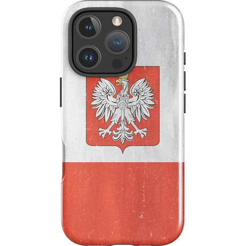 Poland Flag Distressed iPhone 16 Pro Max Impact Case